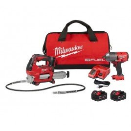 Milwaukee M18 Fuel High Torque Impact Wrench with Grease Gun Kit